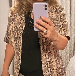 Newport News Beige and Gray Leather Pants and Duster Jacket. Great Condition!